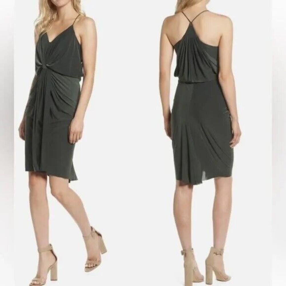 1108 NWT MISA Los Angeles Womens Domino Midi Spaghetti Strap Dress S Olive Green